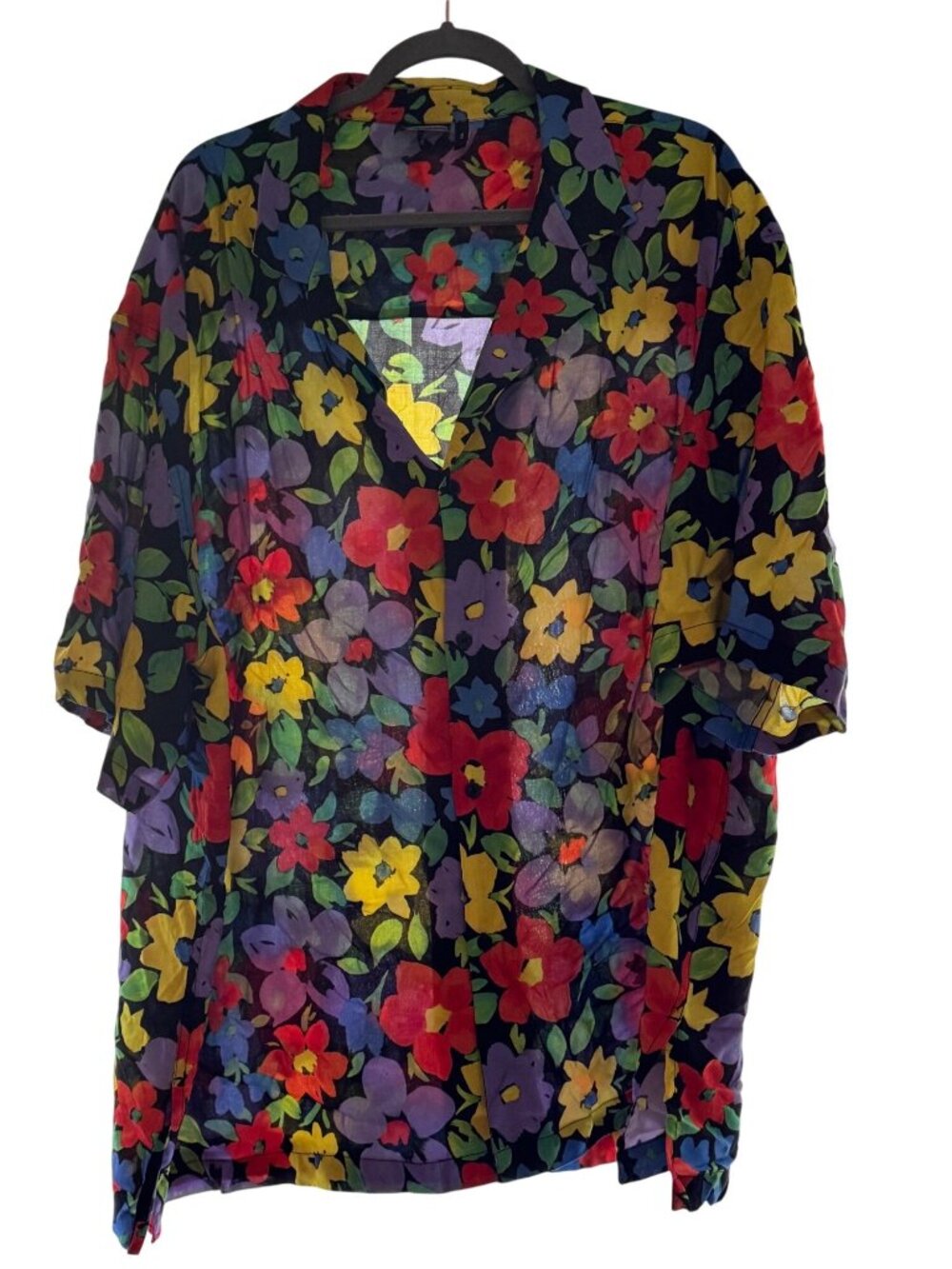ASOS Men’s Sheer Floral Button Down – 2XL | Viscose | Lightweight Statement Shir